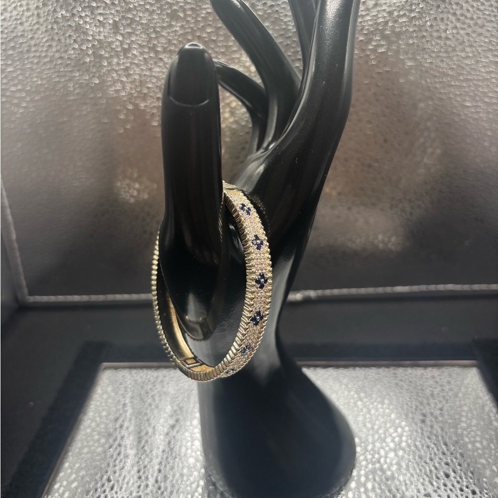 Gold and Blue Star Bangle Bracelet